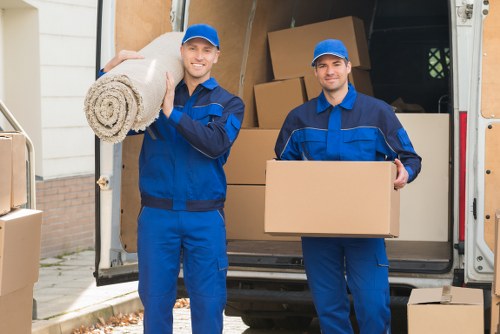 Mover handling fragile items with protective wrapping