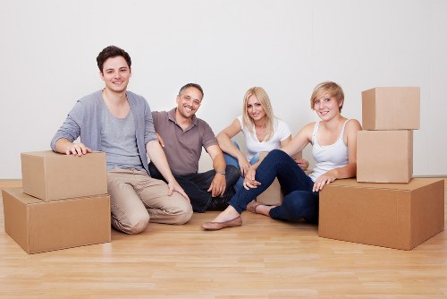 Organized moving crew packing furniture