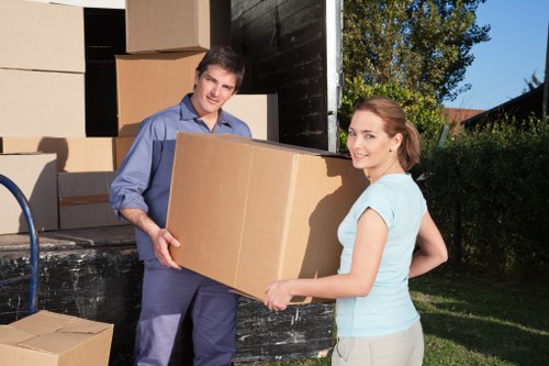 Boxes and furniture being loaded for a local Paddington removal